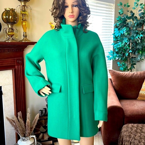 NWOT J. Crew Italian Wool Stadium Cloth Nello Gori Green Zippered Jacket Coat - Picture 16 of 16